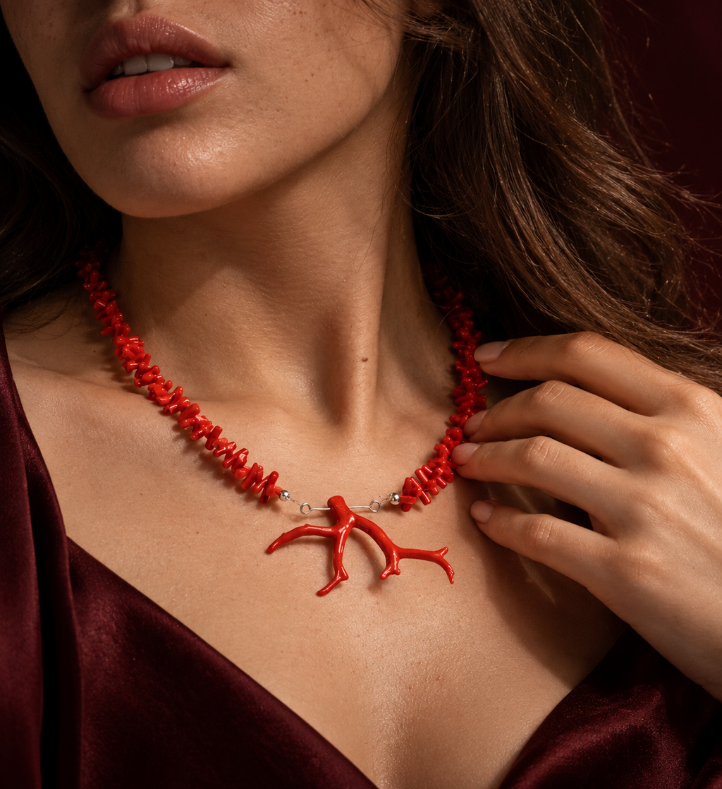 Collier Corail Huit avec branche de corail
