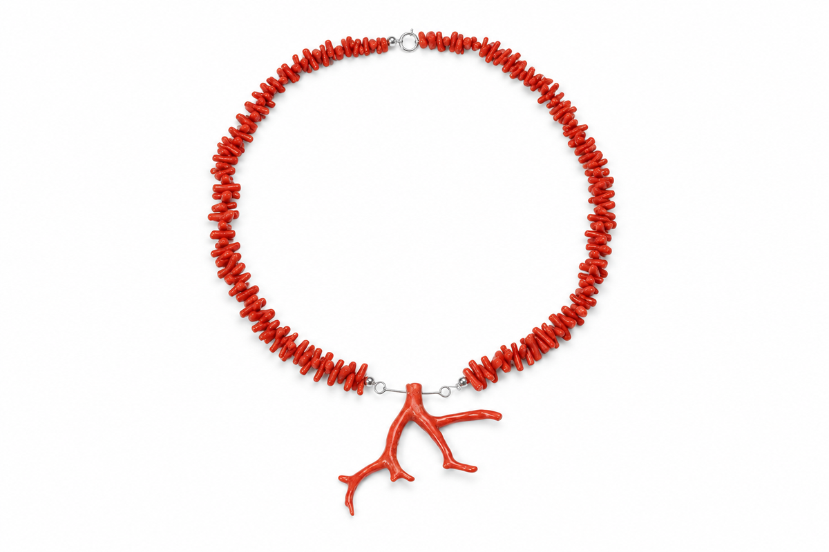 Collier Corail Huit avec branche de corail