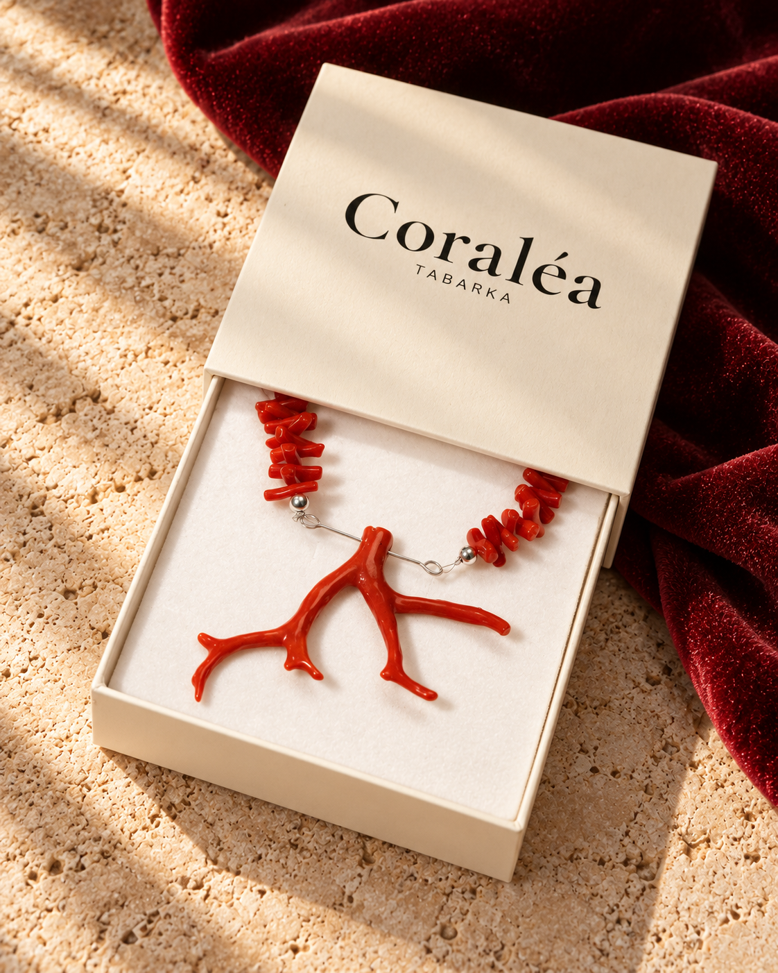 Collier Corail Huit avec branche de corail